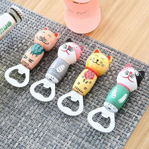 Bottle Openers Cartoon Cat Bear Kitty Beer Bottle Opener Funny Fridge Magnet Stainless Steel Bar Tools Bar Drink Opening