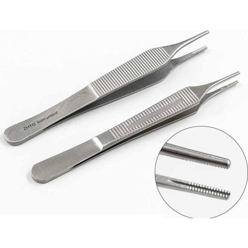 Nasal cartilage tweezers Stainless steel fine plastic tweezers 7x7 teeth with hook big belly tweezers