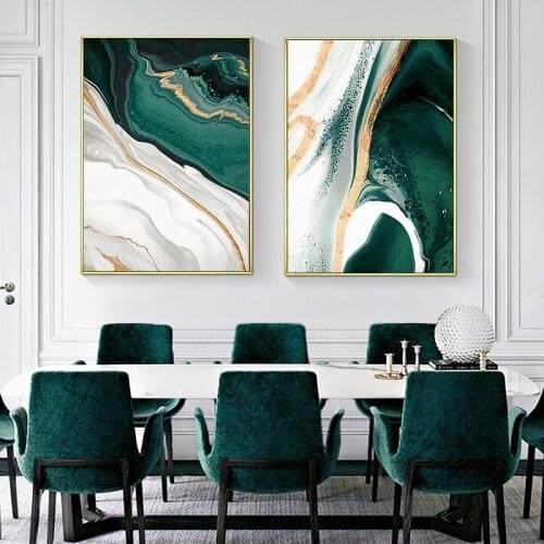 Green Golden Abstract Posters and Prints Living Room Scandinavian Shopify Dropshipping Home Decor Canvas Painting Wall Art