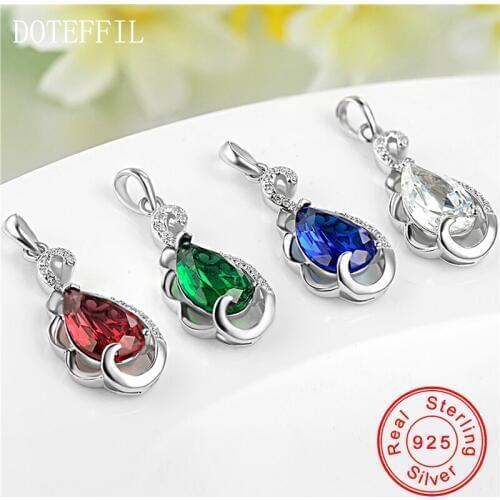 4 Color Choices 925 Silver Charm Pendant Women Fashion AAA Zircon Luxury Jewelry Silver Necklace