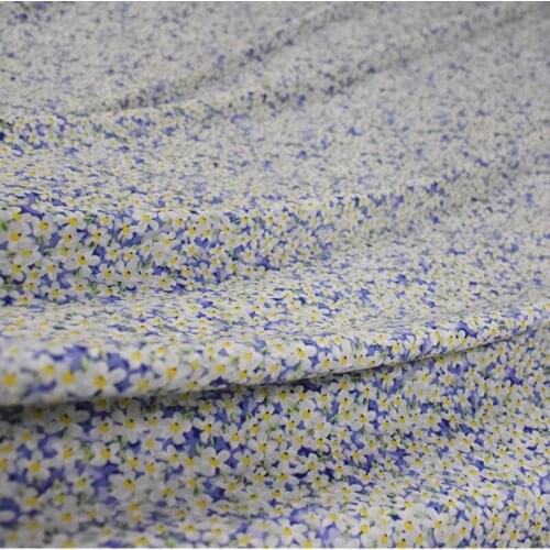 Half Meter Beauty Fresh Little Flower Print Elastic Chiffon Fabric For Dress Shirt Ladys Garment Handmade DIY T1556