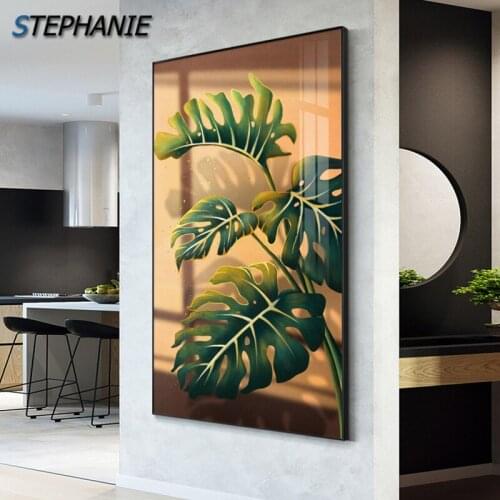 Scandinavian Tropical Plant Poster Print Green Leaves Decorative Pictures Modern Orange Home Decoration Wall Art Canvas Painting