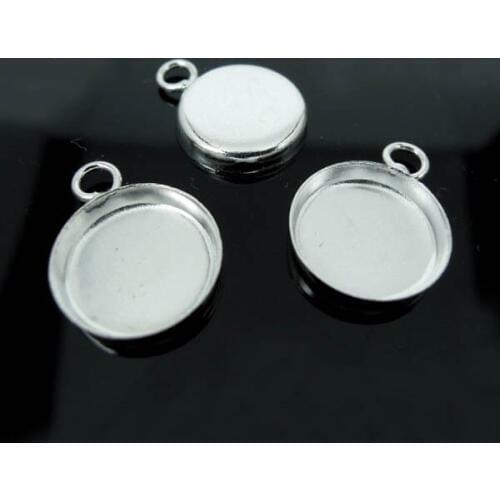 Blank Pendant Base Round Deep Wall Bezel Tray with Loop Findings DIY Settings for Magnifying Glass Cabochon Stickers Multi-color