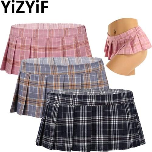 Sexy Women Schoolgirl Plaid Pleated Mini Skirt Uniform Role Cosplay Costume Lingerie Skirt