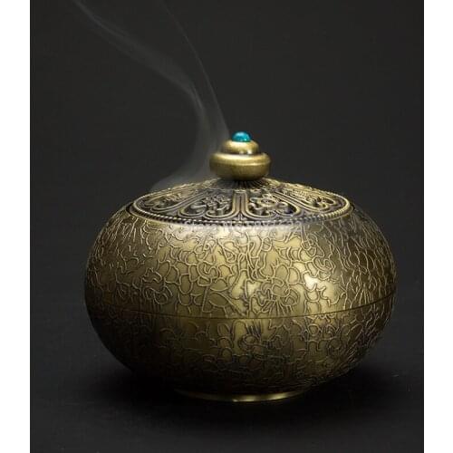 Alloy Retro Incense Burners Large Coil Sandalwood Censer Nepalese Metal Crafts Cone Incense Base Zen Decor