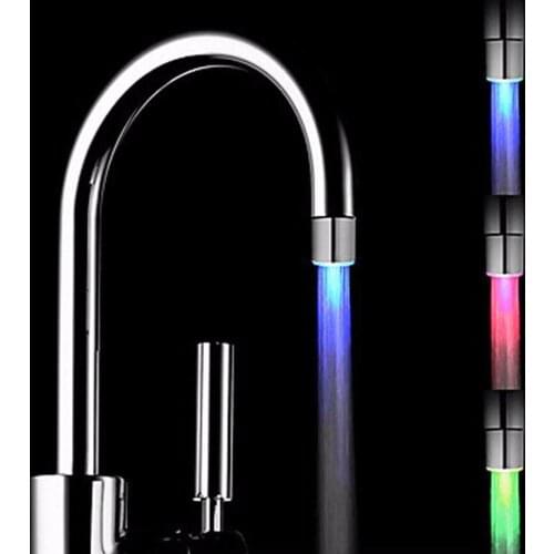 LED Water Faucet 3 Color Light Temperature Sensor Stream Light Kitchen Bathroom Shower Tap Faucet Nozzle Head