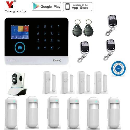 Yobang Security WIFI RFID GSM Home Security Alarm System With EN RU ES PL DE Switchable Touch Panel APP Remote Control alarm