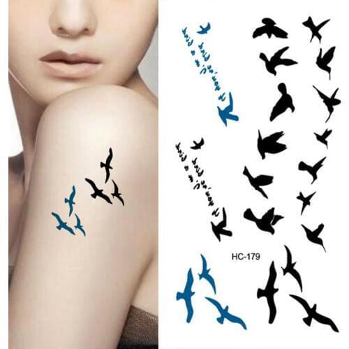 Female Fashion Birds Fly Temporary Waterproof Tattoo Sticker Body Art Decal Birds Pattern Body Art Decal Waterproof Temporary