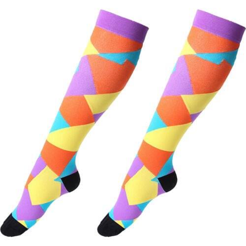 Women Multi Color Jogging Running Sports Leg Support Sleeves Compression Socks