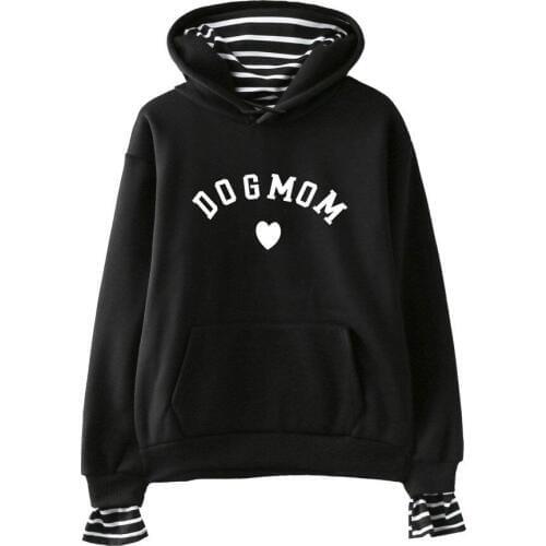 Women hoodies sweatshirts Fake two pieces Casual Dog mom letter printed new pullovers Style Female autumn winter Hoodie Jacket