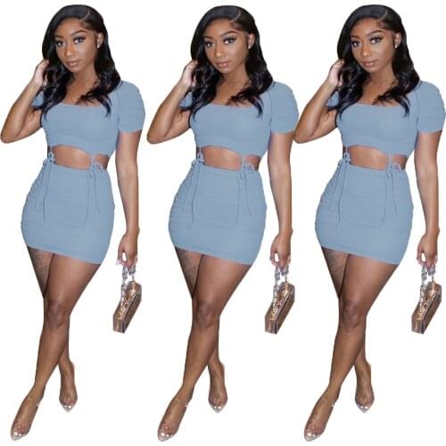 Ms. summer casual fashion trend of small fresh solid color fold Zou skirt suit women