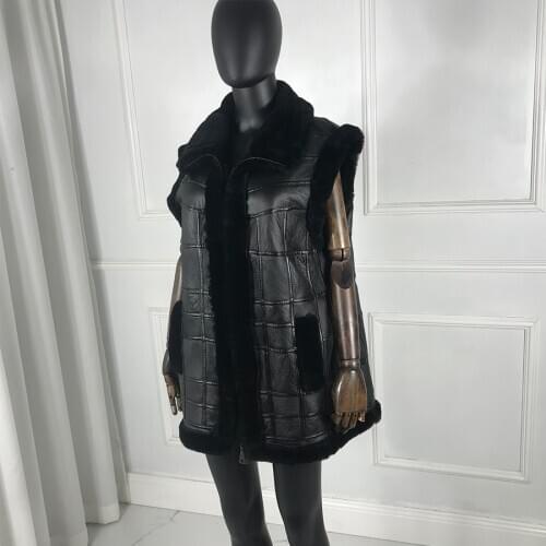 Natural Sheepskin Vest Women Long Waistcoat Fashion Sleeveless Coat Fast Shipping 2020 New Arrival