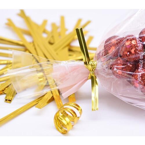 1 Pack (750-800pcs) Gift Bag Tie 8/10/12cm Foil Wire Cake Wrapping Twist Ties Wedding Birthday Party Favors Packing Supplies