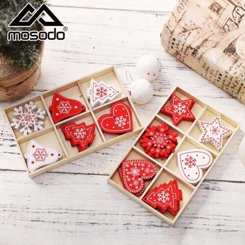 10PCs 5cm Wooden Christmas Ornaments Kids Toys For Chirstmas Tree Hanging Pendants Xmas Decoration For Home Party New Year Noel