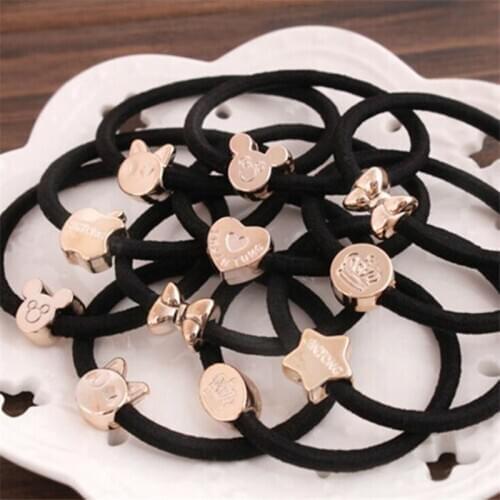 20PCS Women Elastic Hair Rubber Band Cat Star Crown Bowknot Black Hair Rope Ponytail Holder Girl Hair Accessories hair Ties Gum
