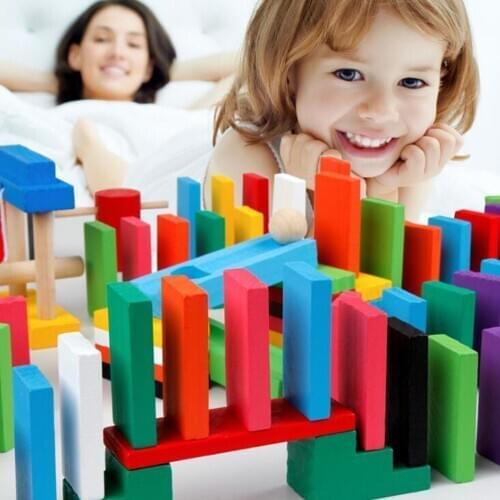 2020 120-480PCS Montessori Wooden Toys Rainbow Domino Blocks Toys Dominoes Games Educational Toys For Kid Gift