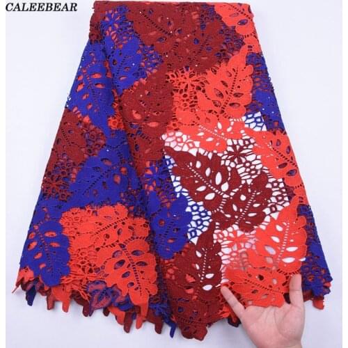 2020 High Quality African Lace Fabric With Stones Nigerian Water Soluble Guipure Cord Lace Fabric For Wedding Party Dress S2048
