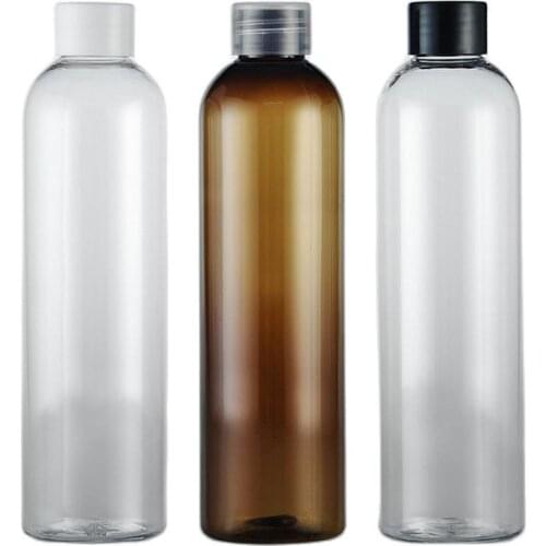 250ML X 25 Brown Clear White Empty Cosmetic Package PET Bottles Screw Lid Travel Plastic Bottle Shampoo Makeup Containers