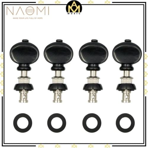 4Pcs/1Set Ukulele Tuning Pegs Black Silver Machine Heads Tuners For Friction Ukulele Strings