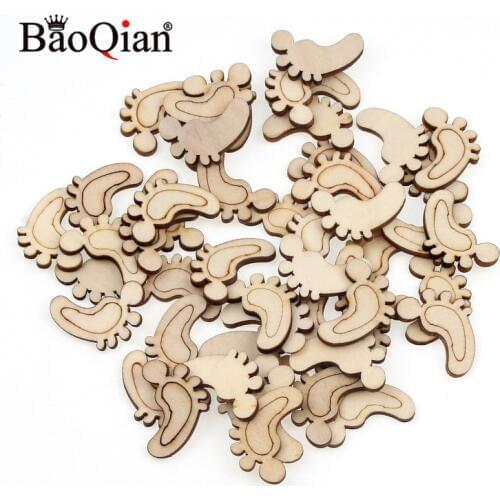 50pcs footprint Styling Home Decoration Wood Chips Diy Creative Wooden Craft Decoration Scrapbook