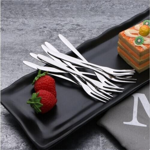 6pcs creative stainless steel fruit sign two tooth fork cake dessert fork