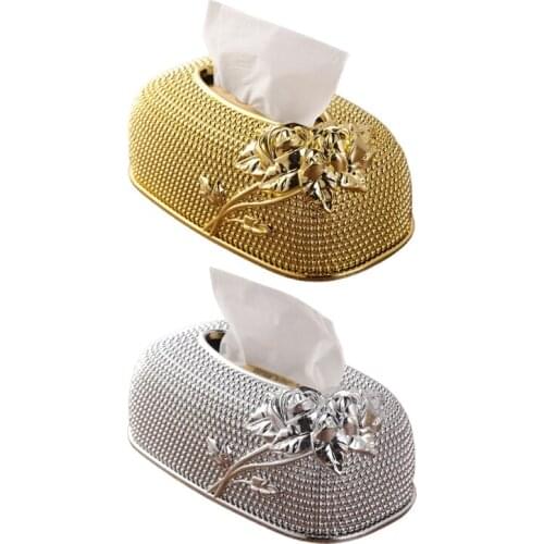 68UE Removable Tissue Box 3D Rose Carving Eco-friendly Tissue Container Towel Tissue Paper Holder Napkins Case Living Room Box