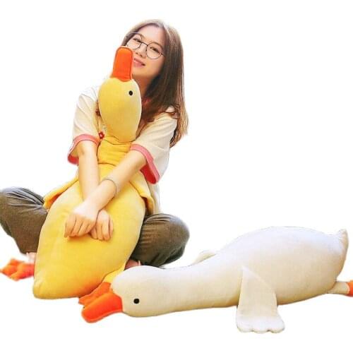 70/100cm Plush Yellow Duck Hug Toy Celebrity White Goose Throw Pillow Childrens Doll Long Pillow Soft Girl Holiday Gift For Boy