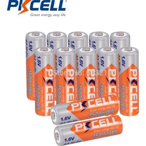 12PCS PKCELL ni zn aa 2500mWh battery 1.6V NI-ZN AA rechargeable batteries Powerful Battery For digital camera