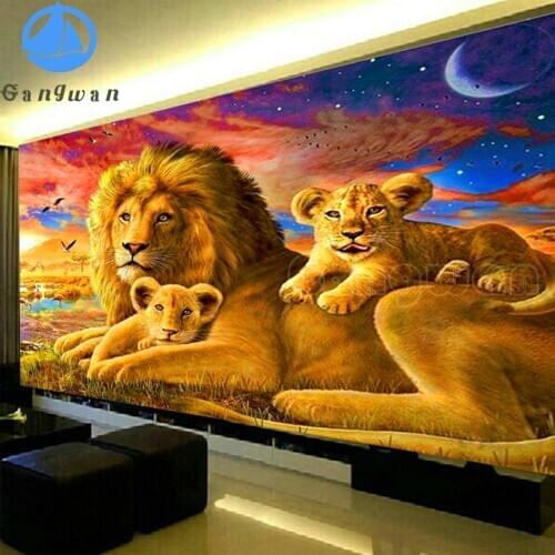Full Diamond Painting Animals The Lion Family DIY Diamond Embroidery Mosaic Art Kit 5D square Round drill large Decorations Home