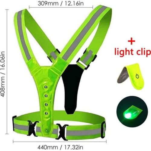 Elastic V-shaped Luminous Reflective Vest LED light Reflective Vest Adjustable Vest Night Running Cycling Sports Safety Vests