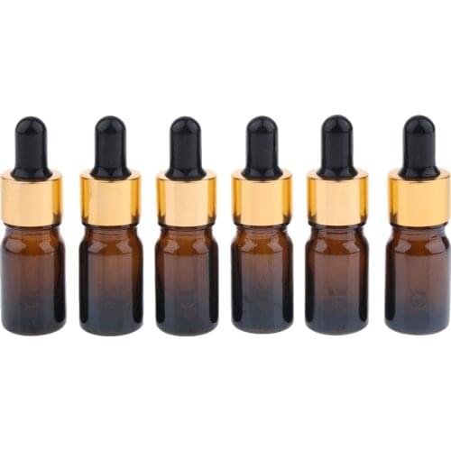 6 Pieces Amber Glass Bottles for Essential Oils with Pipette for