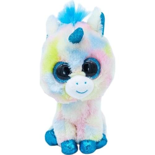 New Ty Beanie Big Eyes 6" 15 cm Colorful Unicorn Soft Stuffed Toy Healing Plush Baby Dolls Accompany Sleeping Toy Gifts for Kids