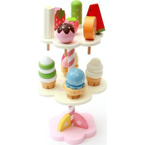 Simulation Kids Magnetic Ice Cream with Display Stand Wooden Toy Children Toys Birthday Christmas New Year Gift