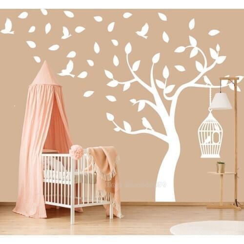 Beautiful Tree And Birds Nursery Room Home Wall Decoration Kids Bedroom Wall Decal Sticker Vinyl Wall Art Nature Murals LL2543
