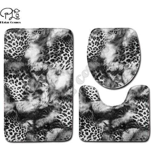 Leopard Print Tiger Print pattern Cartoon funny 3D printed Bathroom Pedestal Rug Lid Toilet Cover Bath Mat Set drop shipping