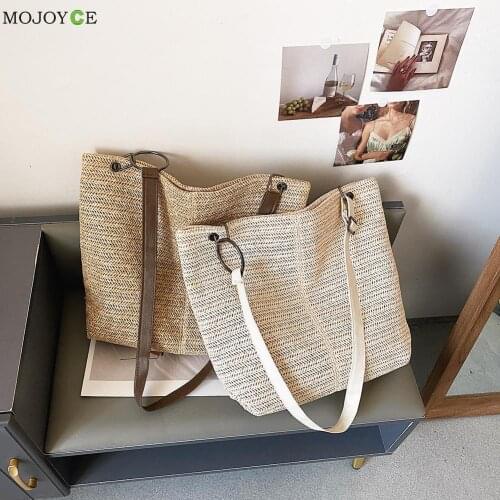 Small Beach Handbags Women Summer Bags Fashion Woven Shoulder Shopping Bag Casual Women Summer Large Cpacity Handbags