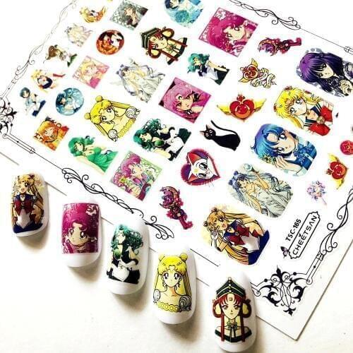 Hanyi series girl TSC-164-165-166 Sailormoongirl 3d nail art stickers decal template diy nail tool decorations
