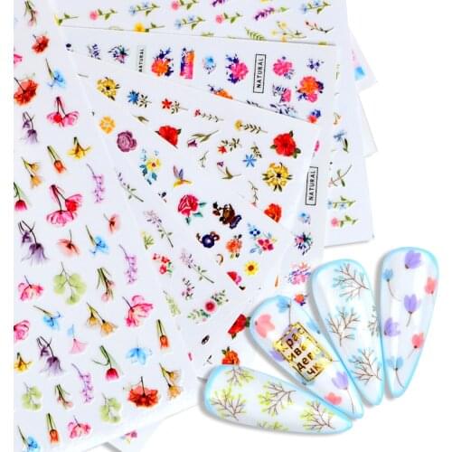 Nail Stickers Sliders Green Shamrock Flowers Clover Ginkgo Leaf Nail Art Decals 3D Rose Nail Foils Manicure