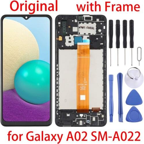 Original For Galaxy A02 LCD Screen and Digitizer Full Assembly with Frame for Samsung Galaxy A02 SM-A022
