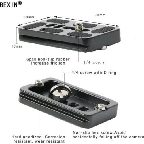 BEXIN Quick Release Plate PU40 / PU50 / PU60 / PU70 Metal small plate with 1/4 "screw for camera tripod ball head for Swiss Arca