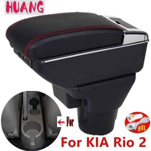 For KIA Rio 2 armrest box For KIA Rio 2006 2007 2008 2009 2010 2011 car armrest box accessories interior Storage box USB