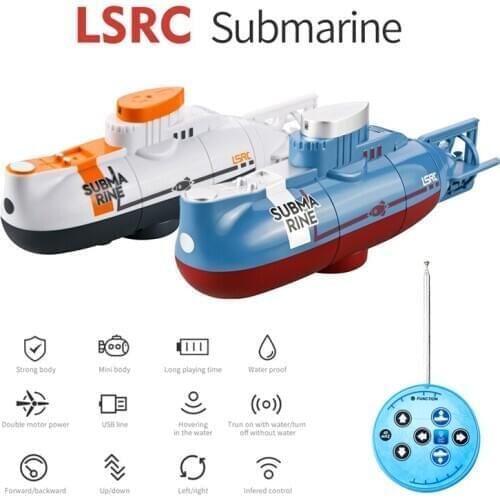LSRC Mini RC Submarine 6CH Speed Radio Remote Control Submarine Electric Mini RC Submarine Kids Children Toys 23-25 minutes