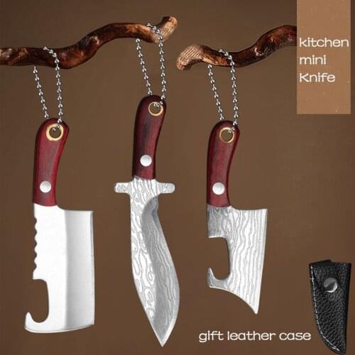 Portable Mini kitchen Knife Unboxing Small Blade Wine Bottle Opening Paper Cutting EDC Keychain Hanging Multi Survival Tools