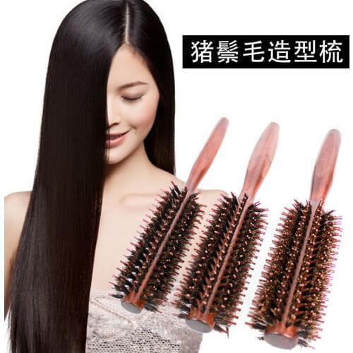 Pro Portable Protective Curly Hair Comb Round Brush Wood Handle Bristle Anti-static Hairdressing For Salon/Home Free Shipping