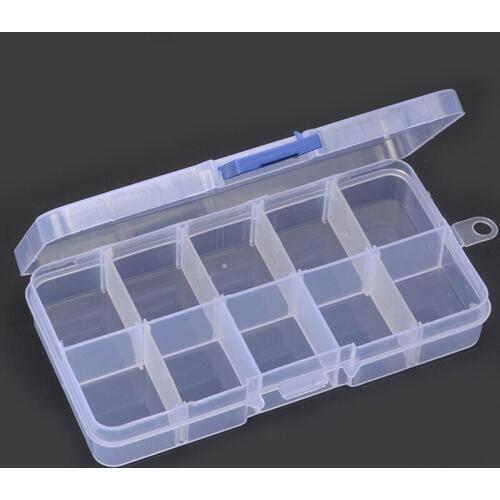 10 Grids Adjustable Jewelry Tool Box Beads Pills Organizer Nail Art Tip Storage Box Case hard transparent Plastic