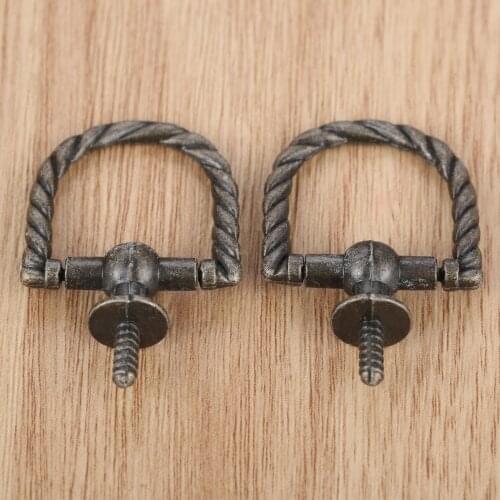 Antique Handle Cabinet Knobs Jewelry Box Drawer Cupboard Alloy Pull Handles Self-Tapping Screws Vintage Furniture Fittings