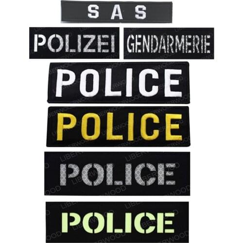 Glow in the Dark Patch POLICE Infrared Reflective BADGE Tactical Applique Military Armband DIY Embroidered Patches for Clothing