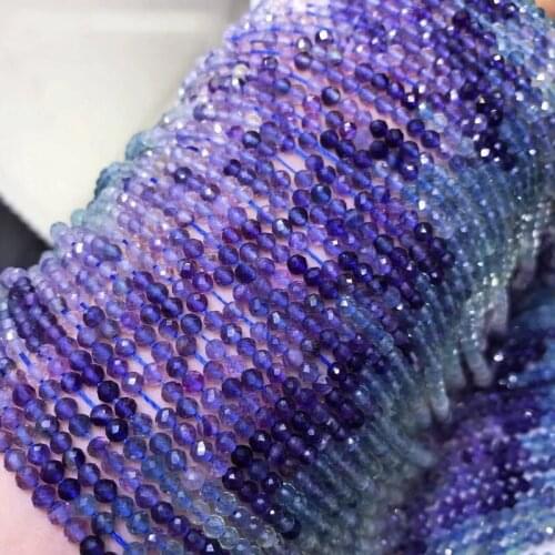 Loose beads Gradient color purple Fluorite round Faceted 3/4mm for DIY jewelry making loose beads FPPJ wholesale nature