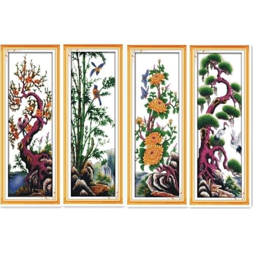 11CT 14CT count large living room grid embroidered cloth needlework cross-stitch Mei Zhu Jushu loose manual vertical embroidery