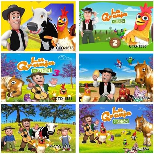 La Granja De Zenon Photo Background Custom Green Grass Animal Farm Photo Booth Vinyl Studio Kids Birthday Backdrop Photography